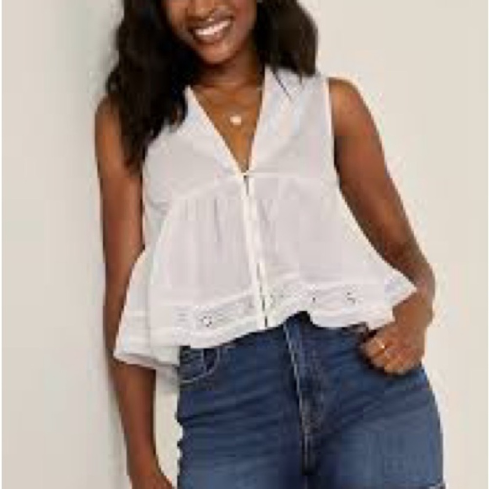 Francesca's Cottagecore Bib Eyelet Blouse